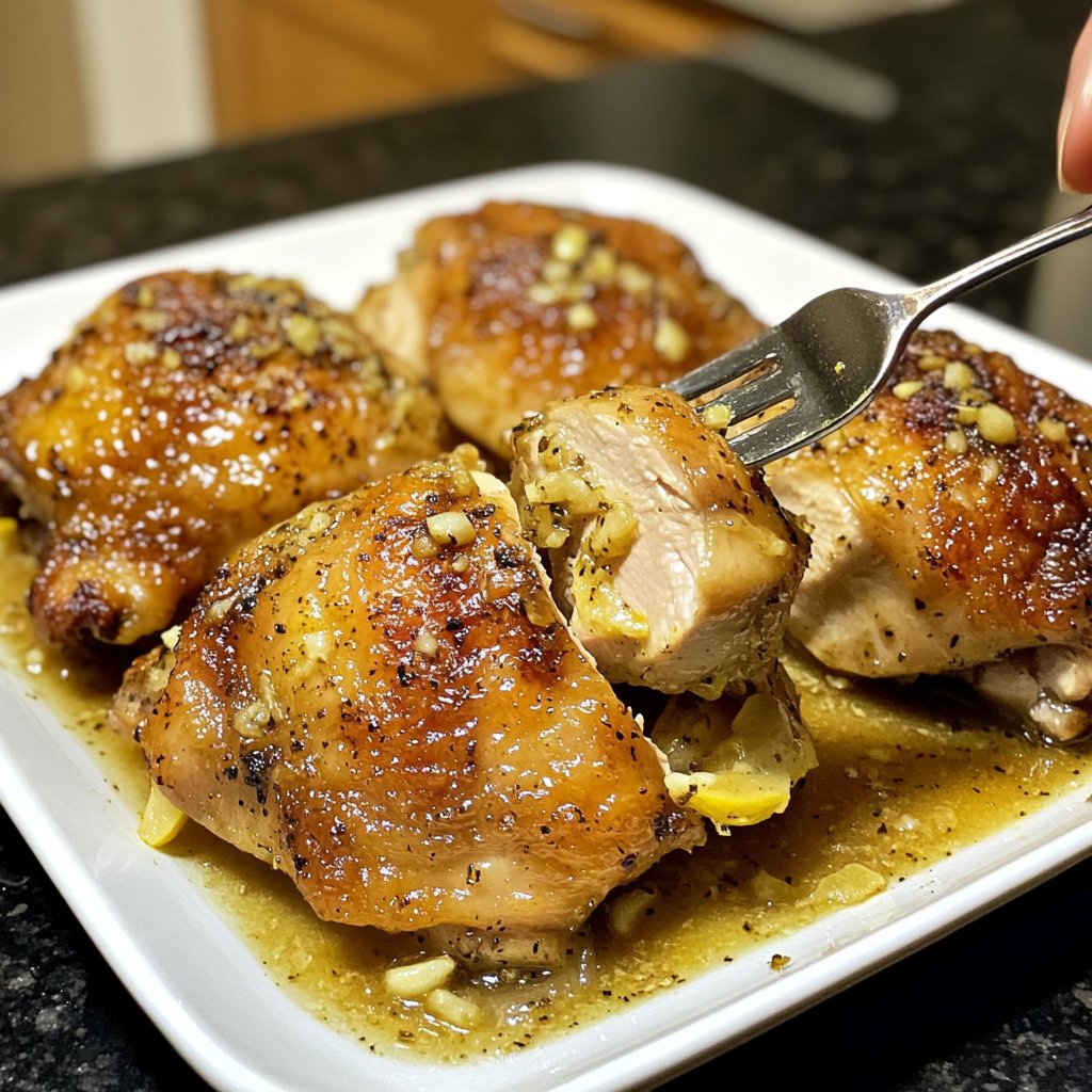 Easy Slow Cooker Lemon Garlic Chicken