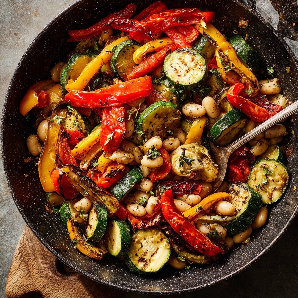 Roasted Veggie White Bean Skillet