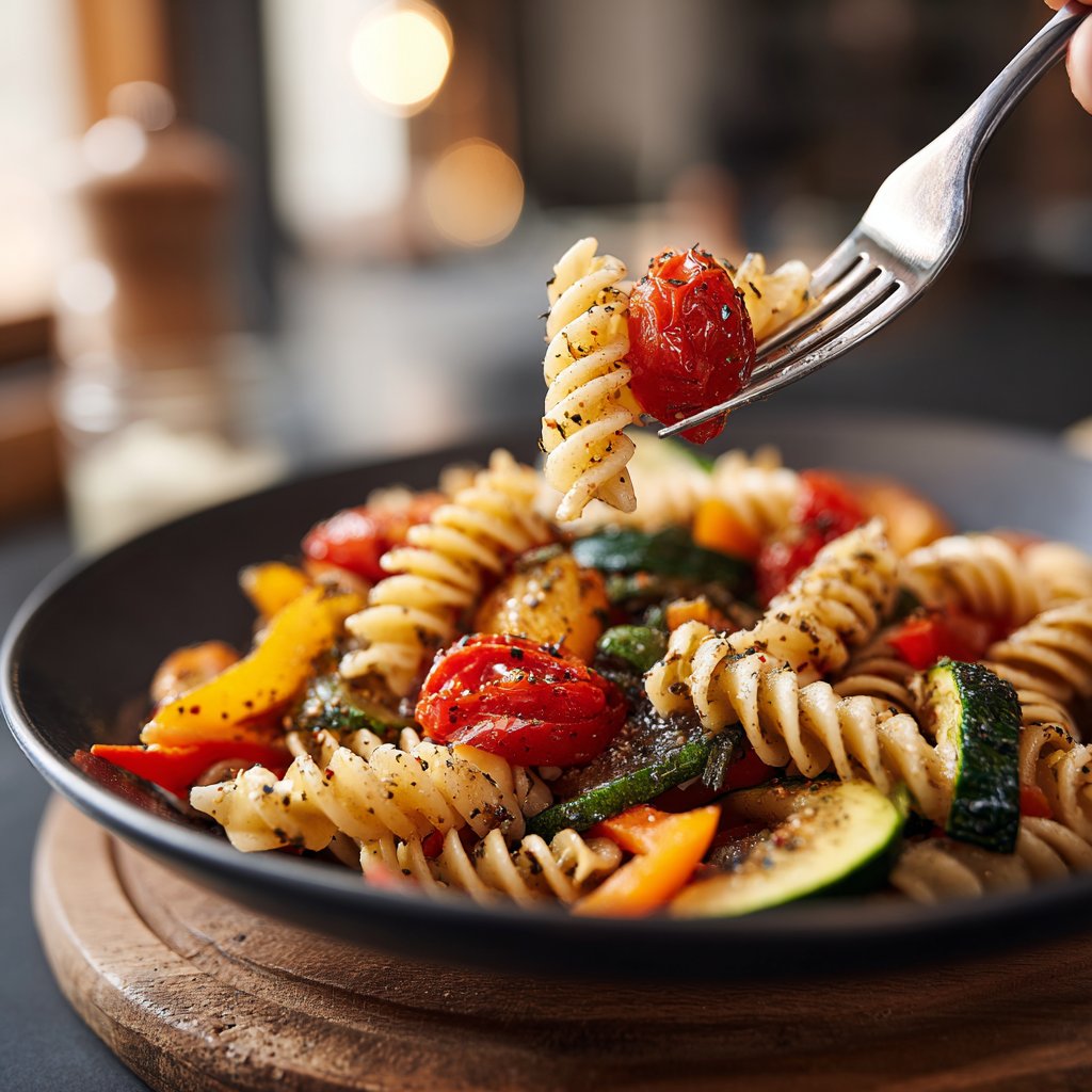 Healthy Lunch Roasted Vegetable Pasta Salad