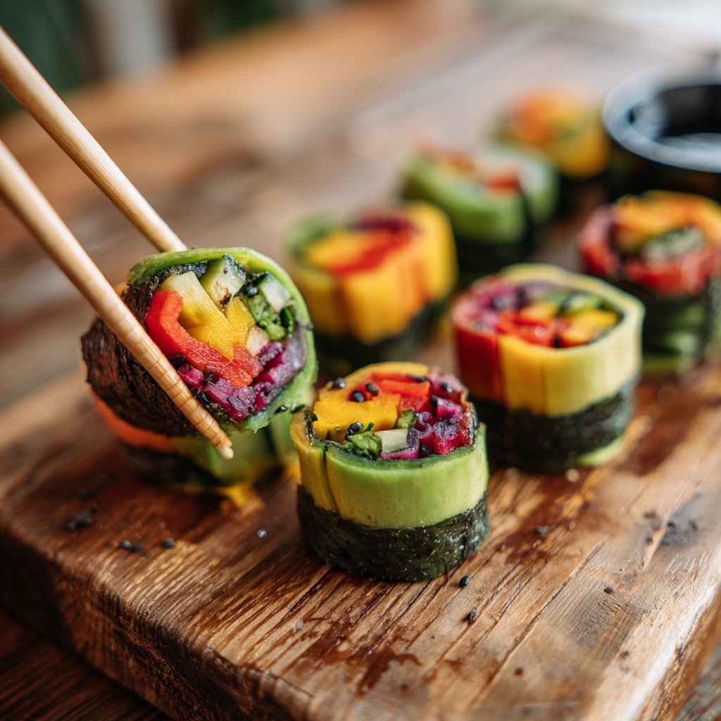Healthy Lunch Vegetable Sushi Rolls