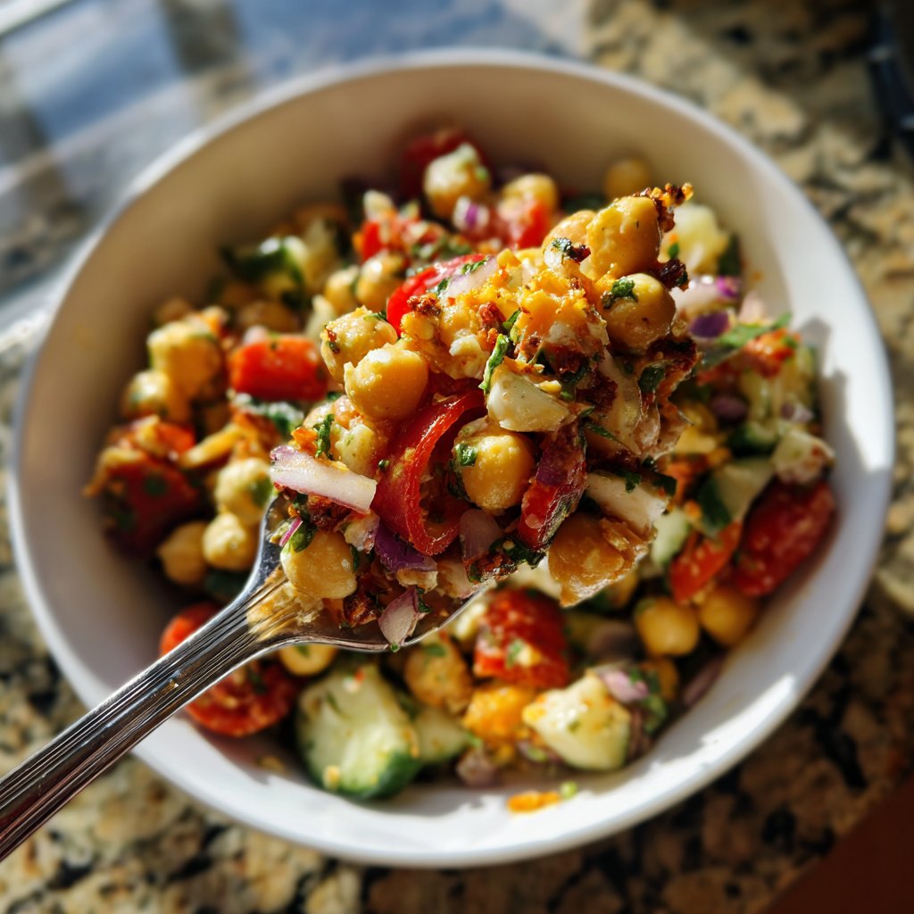 Healthy Mediterranean Chickpea Salad Lunch