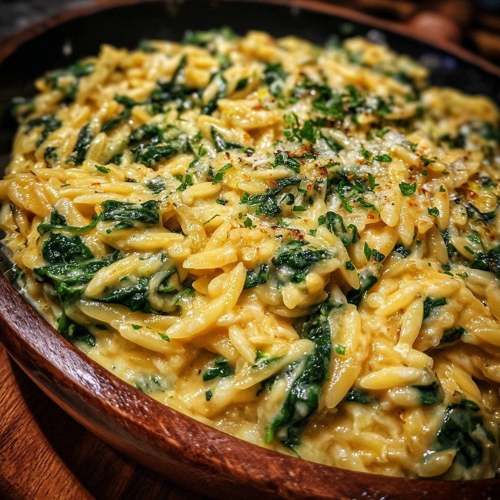Creamy Spinach Parmesan Orzo