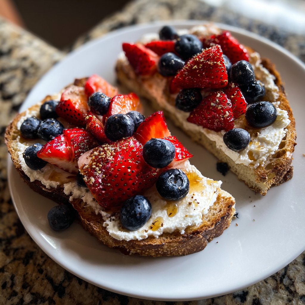 Valentines Breakfast Berry Ricotta Toast