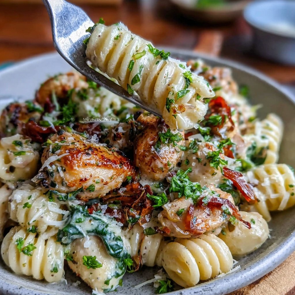 Chicken Pasta With Spinach And Garlic