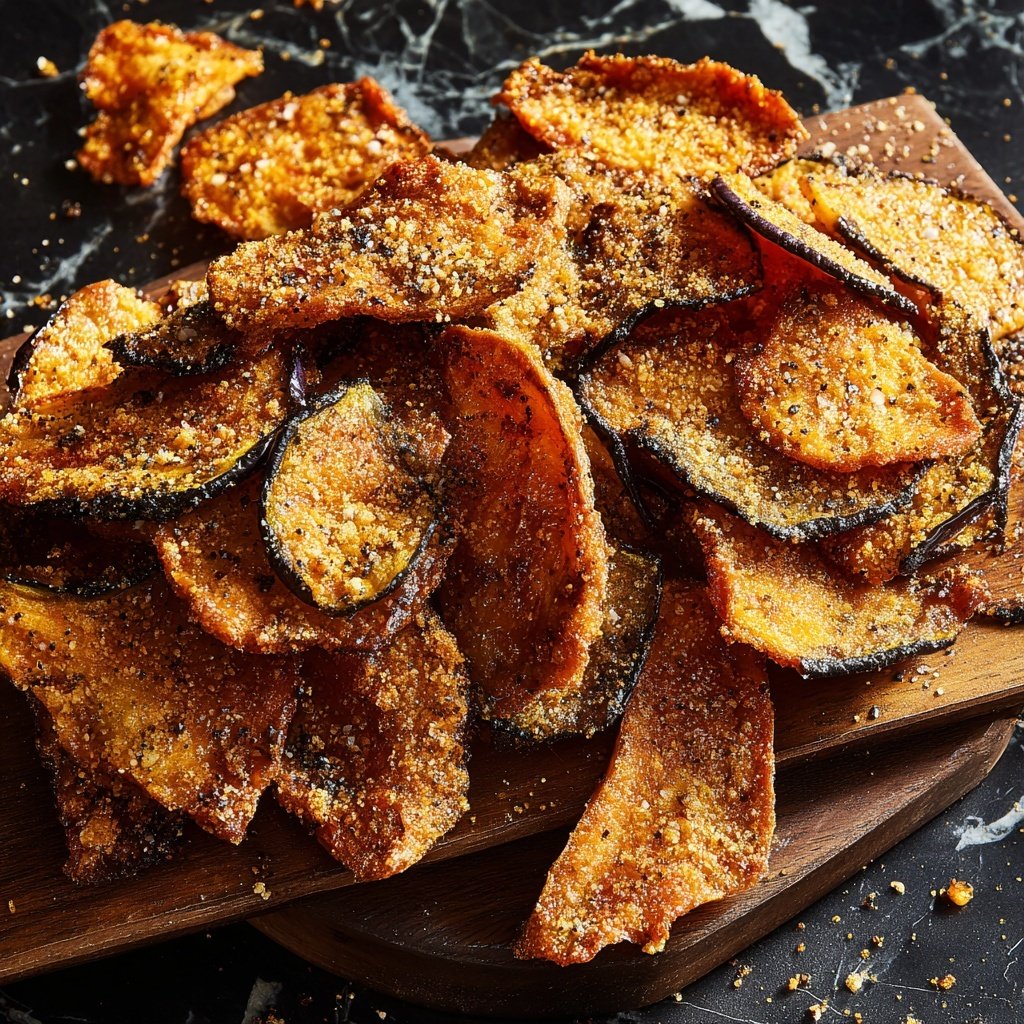 Crispy Eggplant Garlic Chips