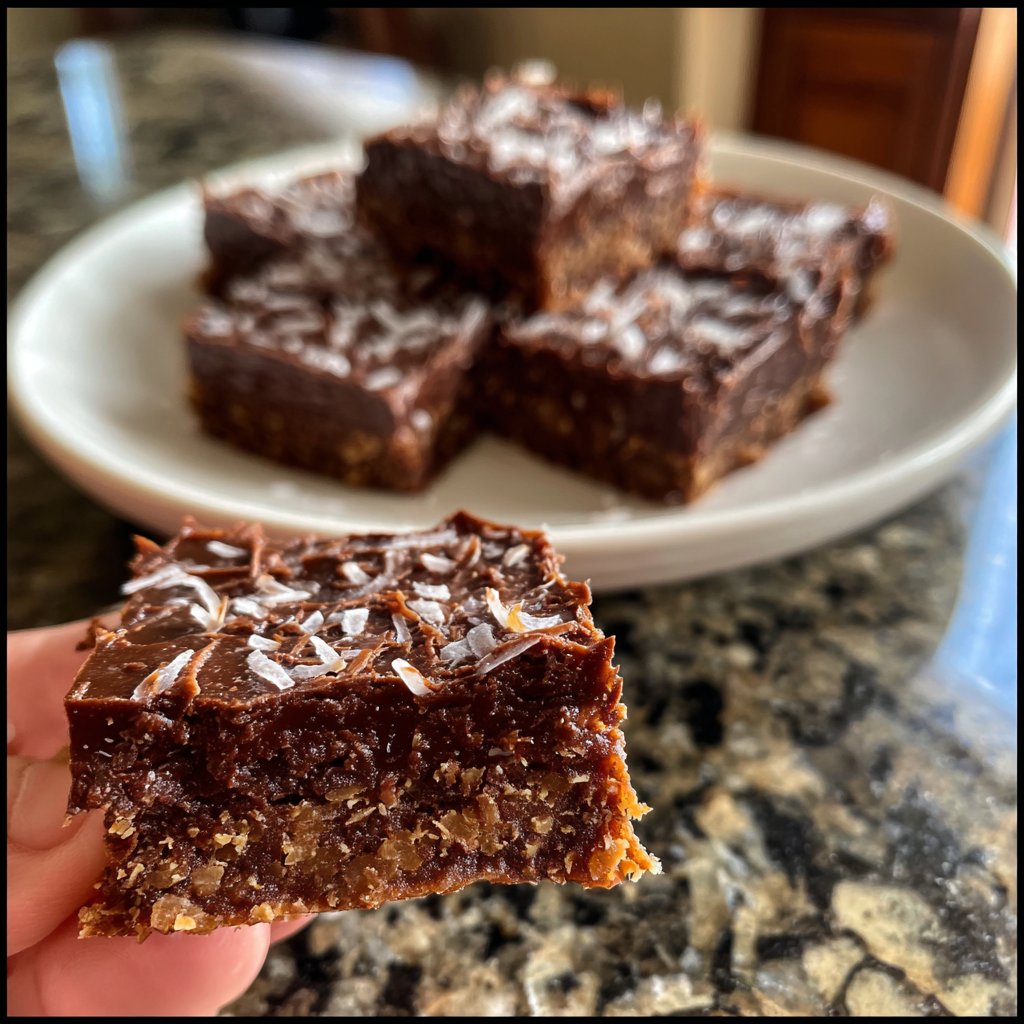 Chocolate Coconut Fudge Squares