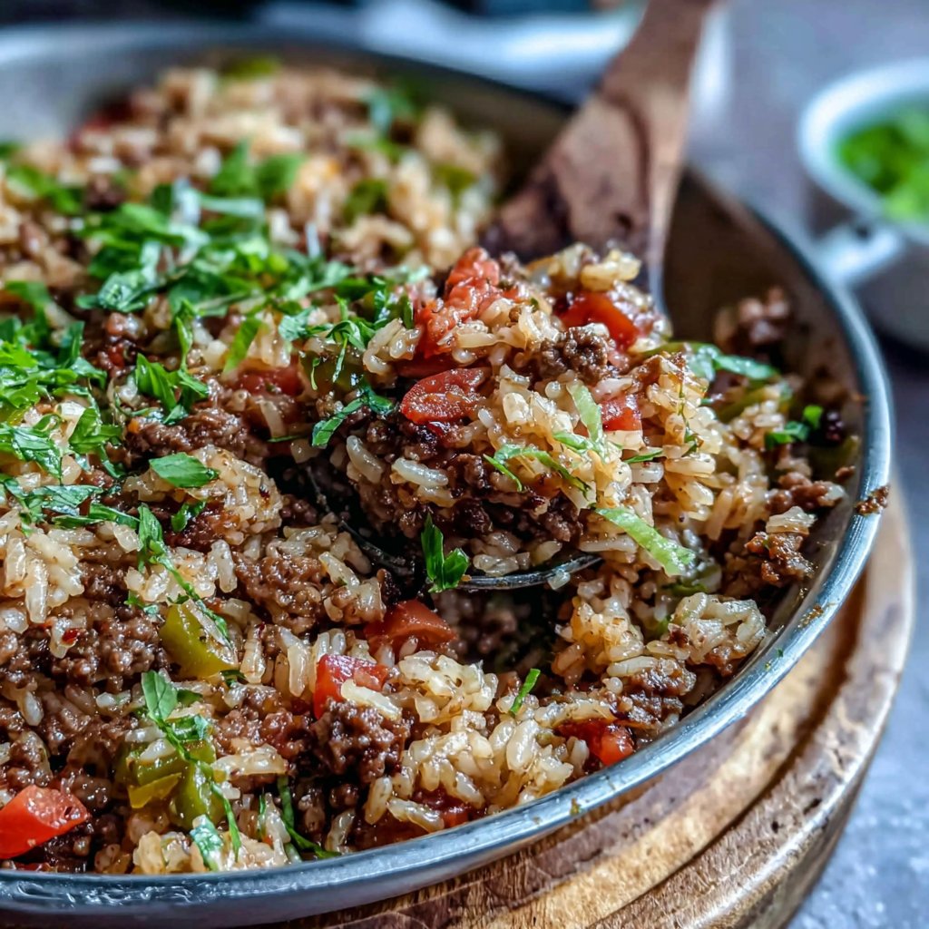 Ground Beef And Rice Comfort Skillet
