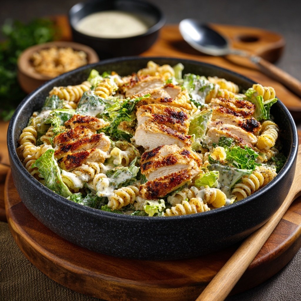 Healthy Chicken Caesar Pasta Salad