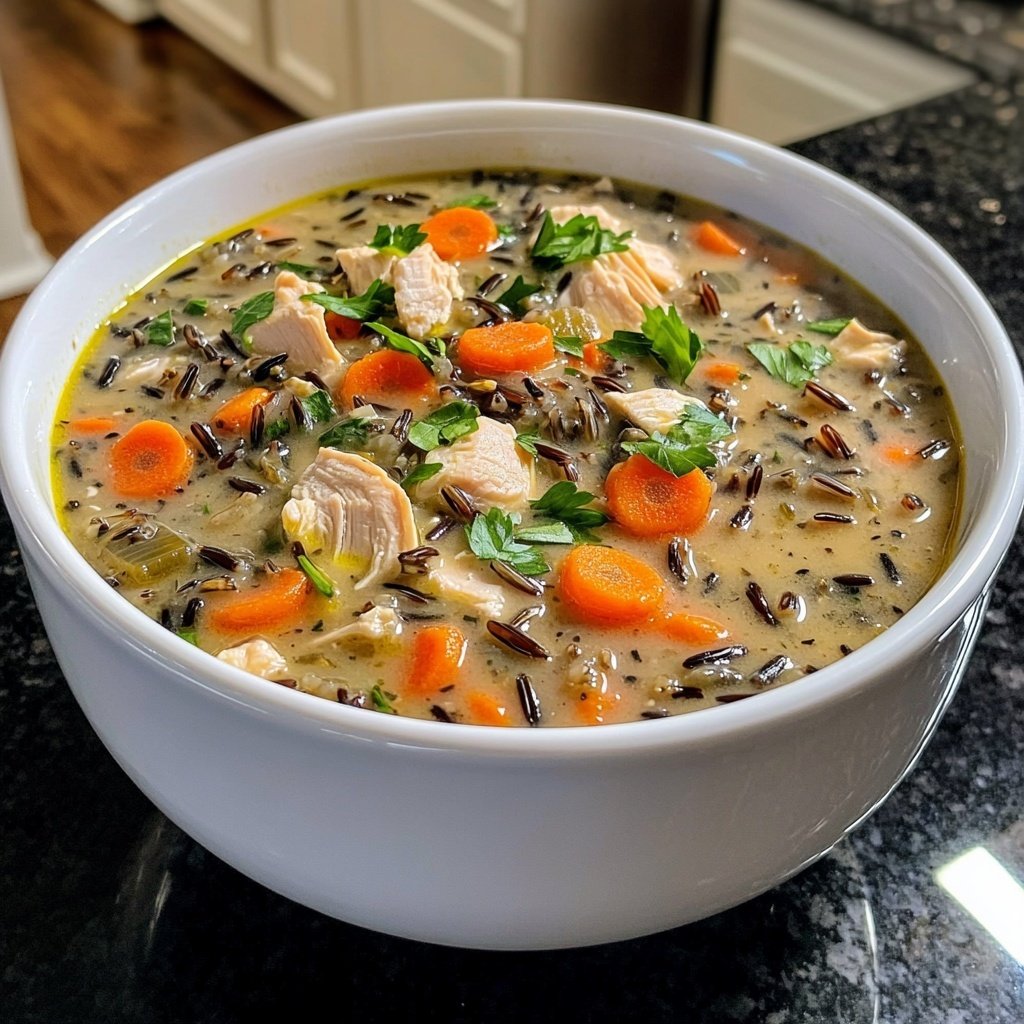 Healthy Crockpot Chicken and Wild Rice Soup