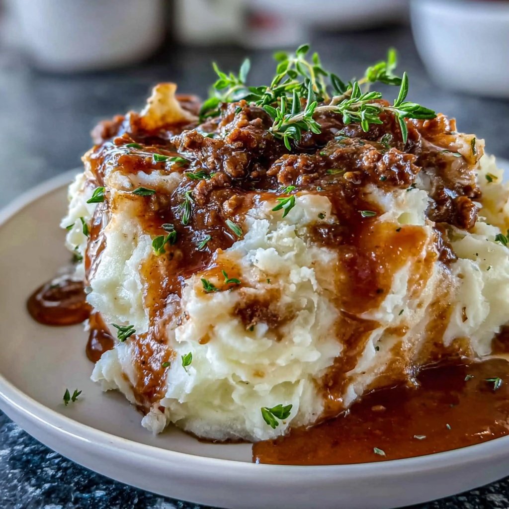 Mashed Potatoes With Creamy Beef Gravy