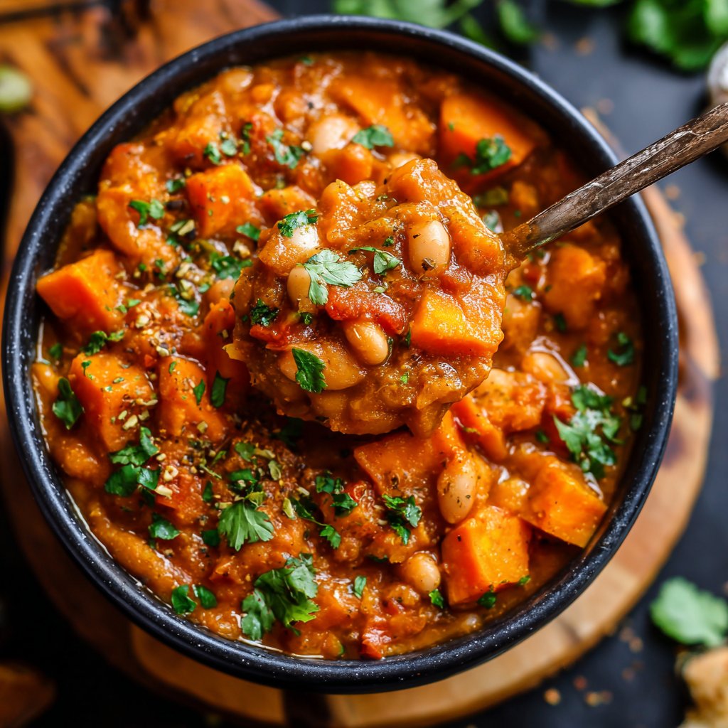 Healthy Crockpot Sweet Potato White Bean Chili